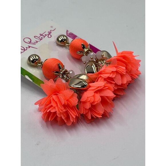 Lilly Pulitzer "Full Bloom" Earrings in Tangelo Orange Style #: 004703 40 New - Picture 7 of 7